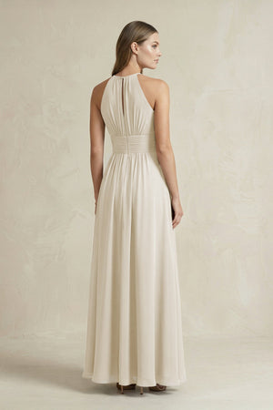 Halter A - Line Chiffon Ankle - Length Bridesmaid Dress in Dove Gray - KissProm Bridesmaid Dresses