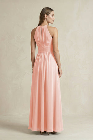 Halter A - Line Chiffon Ankle - Length Bridesmaid Dress in Rose Petal - KissProm Bridesmaid Dresses