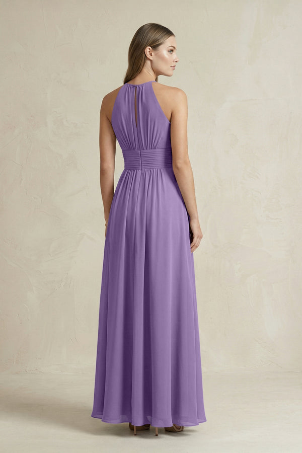 Halter A - Line Chiffon Ankle - Length Bridesmaid Dress in Tahiti - KissProm Bridesmaid Dresses