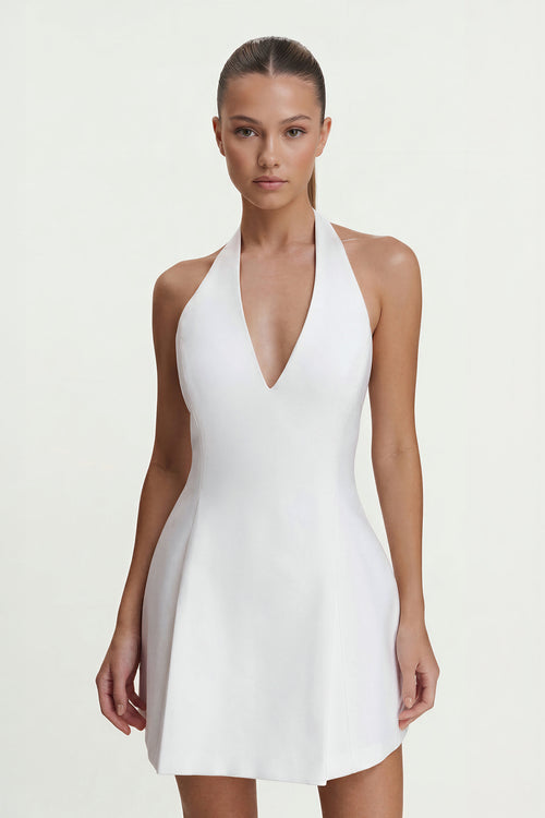 Halter A-Line Graduation Dress With Bow - KISSPROM