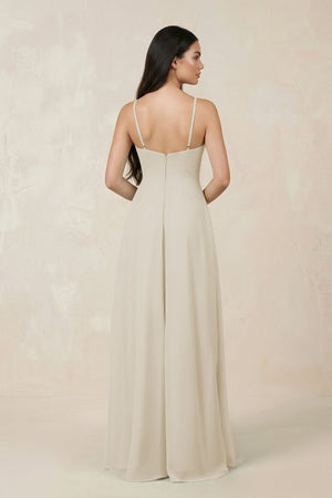 Halter Chiffon A - Line Bridesmaid Dress With Slit in Dove Gray - KissProm Bridesmaid Dresses