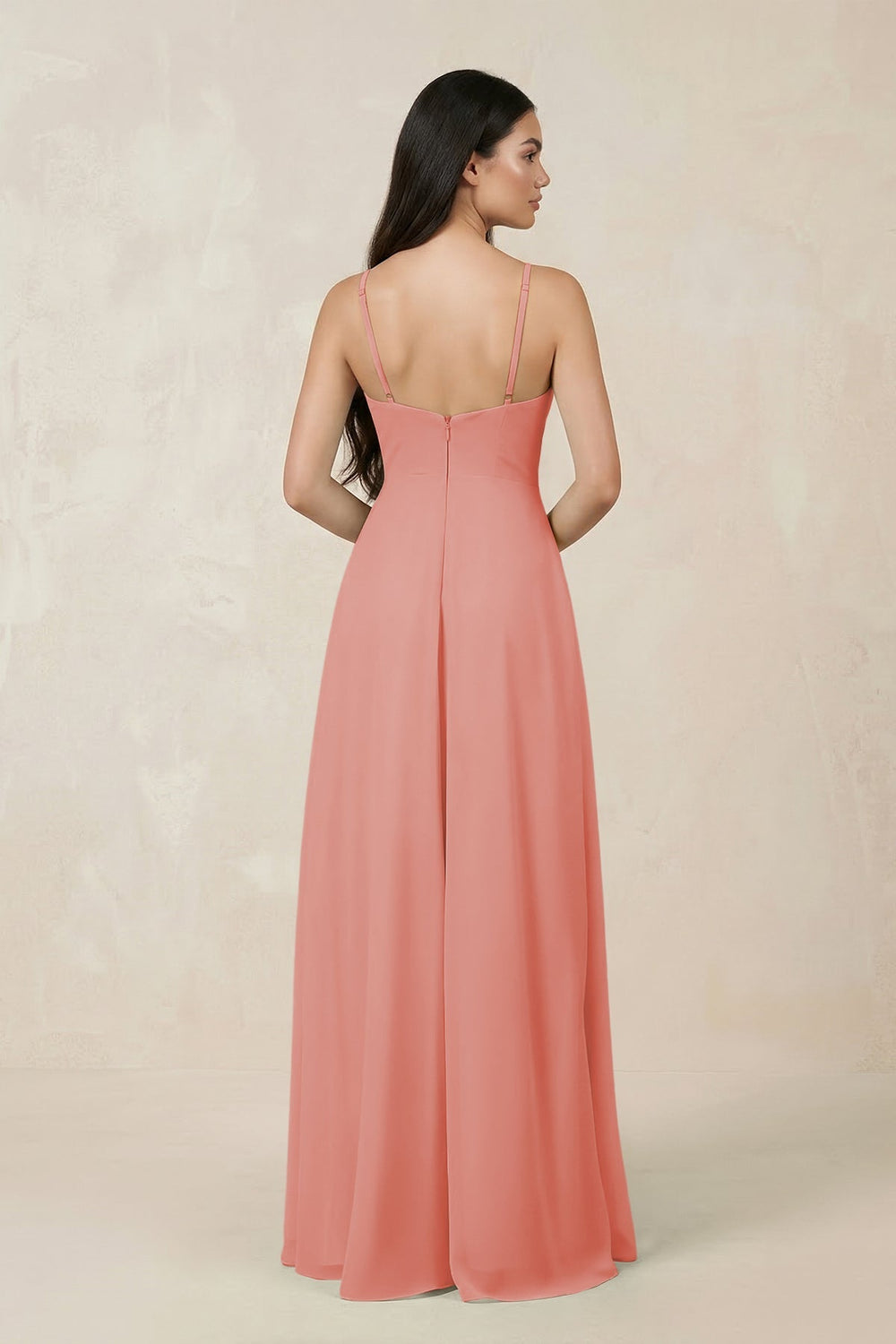 Halter Chiffon A - Line Bridesmaid Dress With Slit in Mulberry - KissProm Bridesmaid Dresses