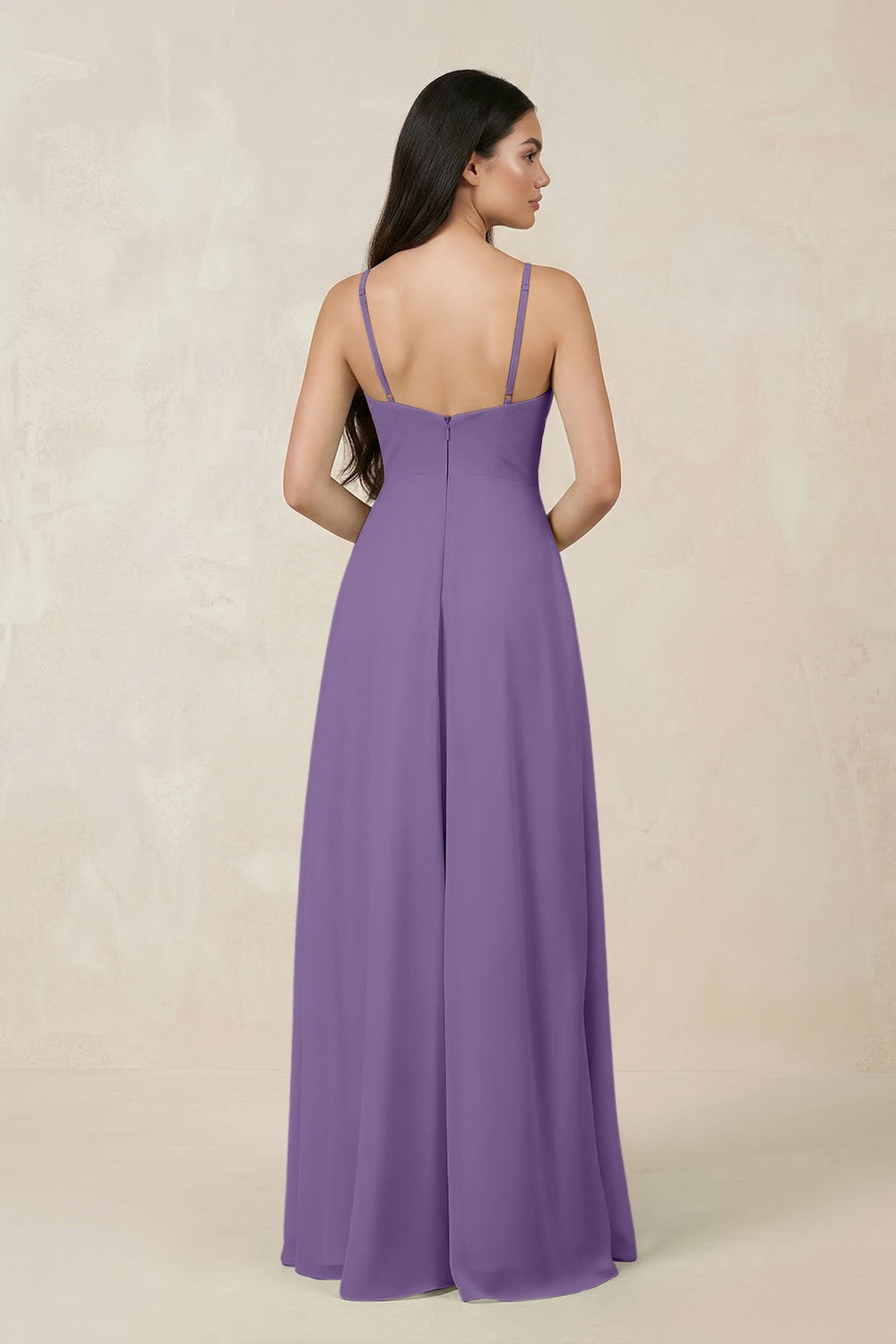 Halter Chiffon A - Line Bridesmaid Dress With Slit in Tahiti - KissProm Bridesmaid Dresses