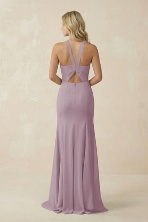 Halter Chiffon Mermaid Ruched Bridesmaid Dress in Dusk - KissProm Bridesmaid Dresses