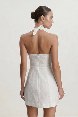 Halter Cut - Out Sheath Jacquard Graduation Dress With Bow - KissProm