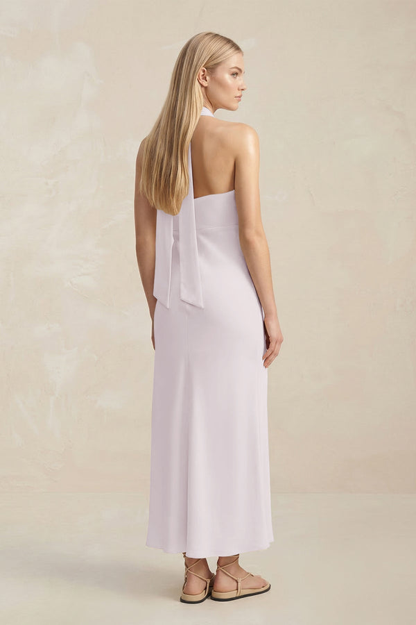 Halter Keyhole Sheath Midi Bridesmaid Dress in Dusk - KissProm Bridesmaid Dresses