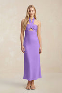 Halter Keyhole Sheath Midi Bridesmaid Dress in Lilac - KissProm Bridesmaid Dresses