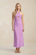 Halter Keyhole Sheath Midi Bridesmaid Dress in Vintage Mauve - KissProm Bridesmaid Dresses