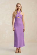 Halter Keyhole Sheath Midi Bridesmaid Dress in Wisteria - KissProm Bridesmaid Dresses