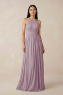 Halter Neck A - Line Chiffon Bridesmaid Dress in Dusk - KissProm Bridesmaid Dresses