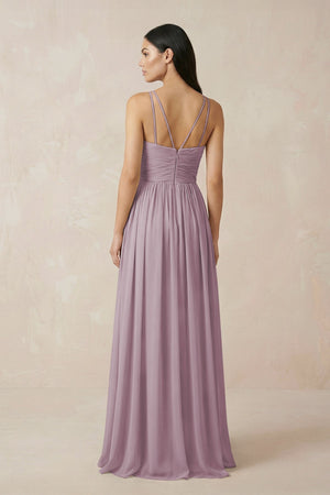 Halter Neck A - Line Chiffon Bridesmaid Dress in Dusk - KissProm Bridesmaid Dresses