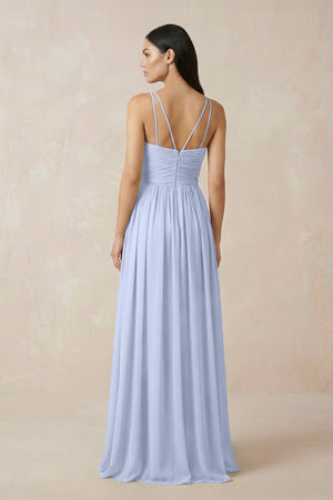 Halter Neck A - Line Chiffon Bridesmaid Dress in Ice - KissProm Bridesmaid Dresses