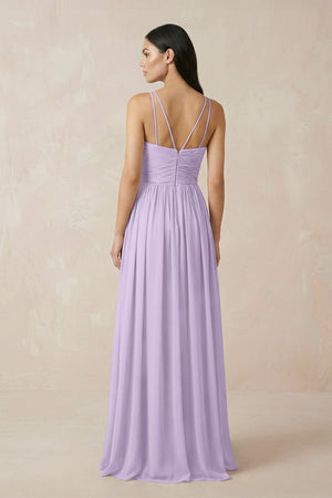 Halter Neck A - Line Chiffon Bridesmaid Dress in Lavender - KissProm Bridesmaid Dresses