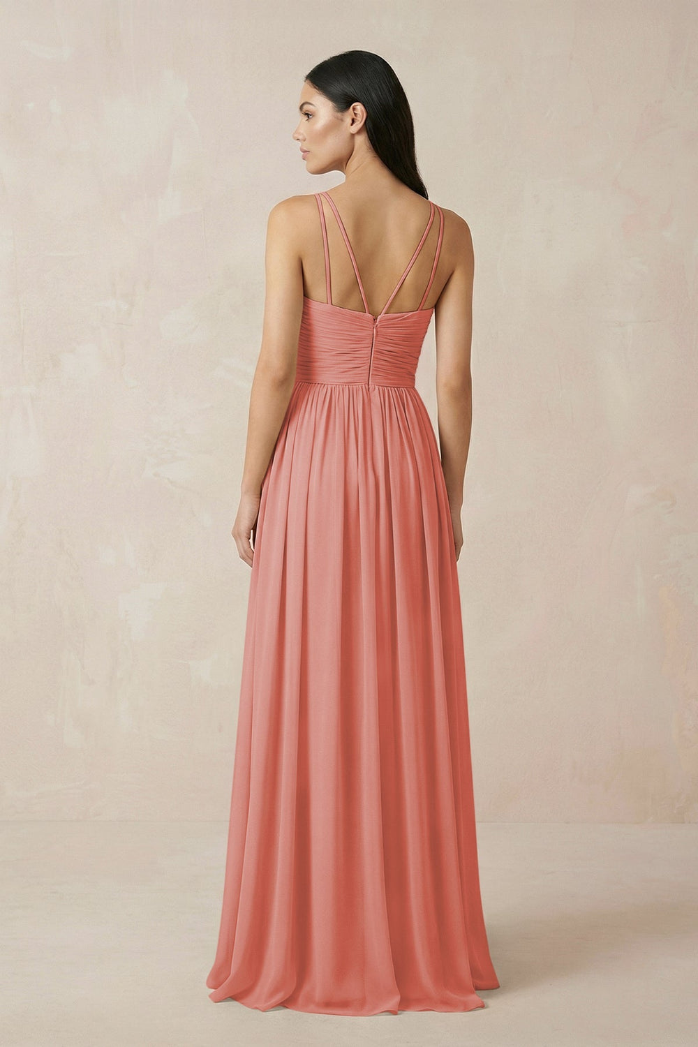 Halter Neck A - Line Chiffon Bridesmaid Dress in Mulberry - KissProm Bridesmaid Dresses