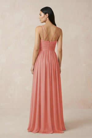 Halter Neck A - Line Chiffon Bridesmaid Dress in Mulberry - KissProm Bridesmaid Dresses