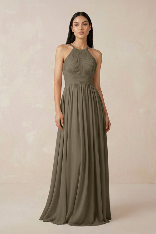 chiffon halter neck dress Women's Bohemian Bright Blue Halter Maxi Dress main image 1