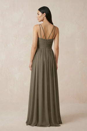 Halter Neck A - Line Chiffon Bridesmaid Dress in Willow Green - KissProm Bridesmaid Dresses
