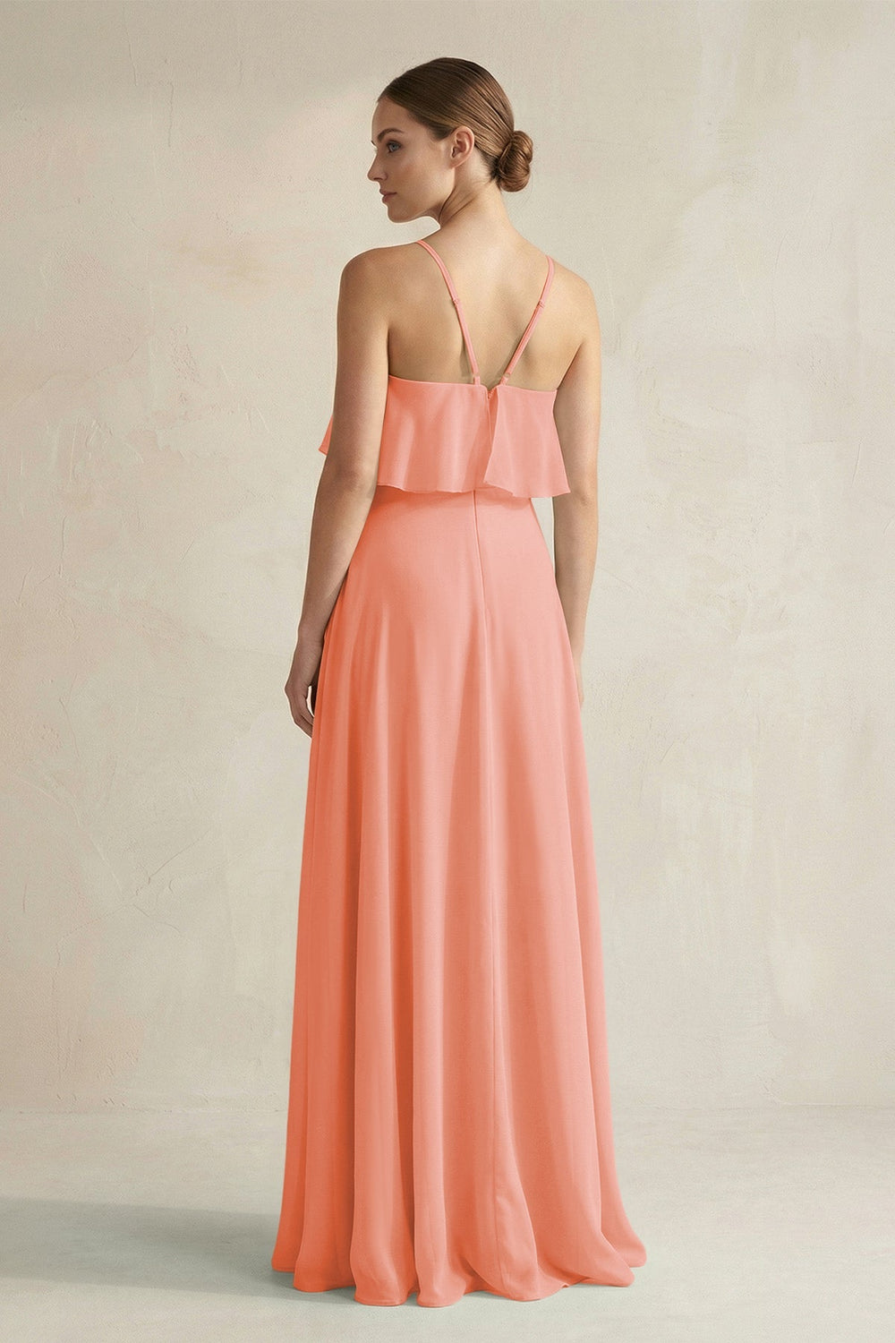 Halter Neck A - Line Chiffon Bridesmaid Dress with Keyhole in Rosette - KissProm Bridesmaid Dresses