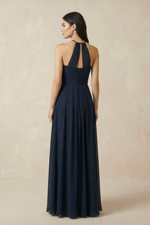 Halter Neck Pleated A - Line Chiffon Bridesmaid Dress - KissProm Bridesmaid Dresses