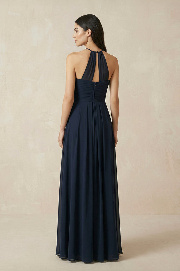 Halter Neck Pleated A - Line Chiffon Bridesmaid Dress - KissProm Bridesmaid Dresses