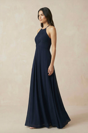 Halter Neck Pleated A - Line Chiffon Bridesmaid Dress - KissProm Bridesmaid Dresses
