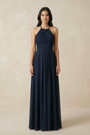 Halter Neck Pleated A - Line Chiffon Bridesmaid Dress - KissProm Bridesmaid Dresses