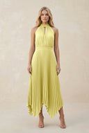 Halter Neck Pleated A - Line Chiffon Bridesmaid Dress in Buttercup - KissProm Bridesmaid Dresses