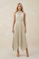 Halter Neck Pleated A - Line Chiffon Bridesmaid Dress in Dove Gray - KissProm Bridesmaid Dresses