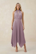 Halter Neck Pleated A - Line Chiffon Bridesmaid Dress in Dusk - KissProm Bridesmaid Dresses