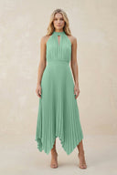 Halter Neck Pleated A - Line Chiffon Bridesmaid Dress in Pale Pistachio - KissProm Bridesmaid Dresses
