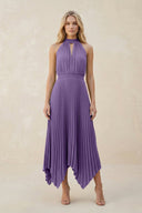Halter Neck Pleated A - Line Chiffon Bridesmaid Dress in Tahiti - KissProm Bridesmaid Dresses