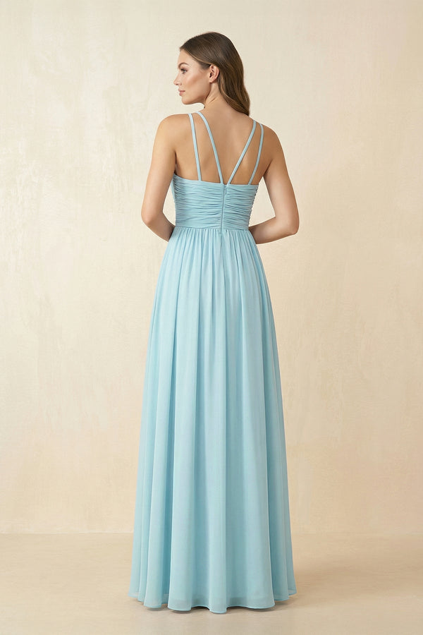 Halter Pleated A - Line Chiffon Bridesmaid Dress - KissProm Bridesmaid Dresses