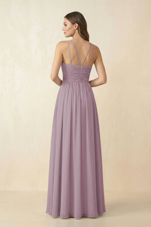 Halter Pleated A - Line Chiffon Bridesmaid Dress in Dusk - KissProm Bridesmaid Dresses