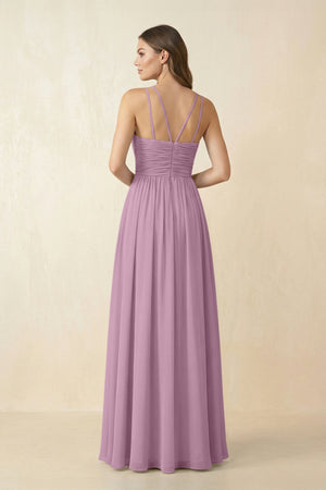 Halter Pleated A - Line Chiffon Bridesmaid Dress in Wisteria - KissProm Bridesmaid Dresses