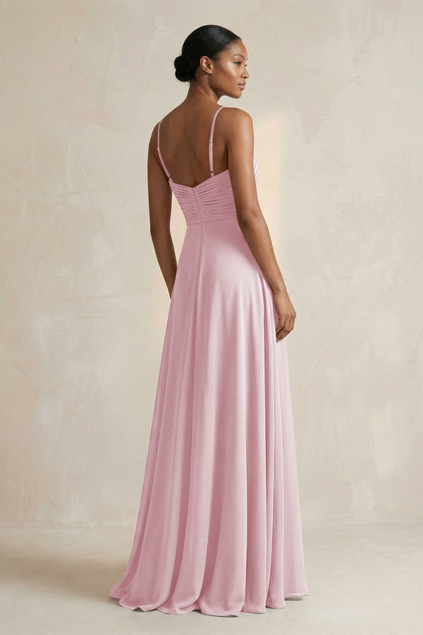 KissProm | Halter Pleated Chiffon A-Line Bridesmaid Dress in Candy Pink KissProm | Halter Pleated Chiffon A-Line Bridesmaid Dress in Candy Pink