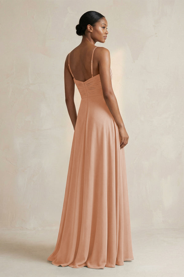 KissProm | Halter Pleated Chiffon A-Line Bridesmaid Dress in Champagne Rose KissProm | Halter Pleated Chiffon A-Line Bridesmaid Dress in Champagne Rose