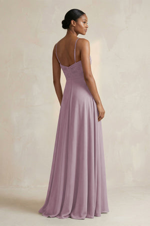 Halter Pleated Chiffon A - Line Bridesmaid Dress in Dusk - KissProm Bridesmaid Dresses