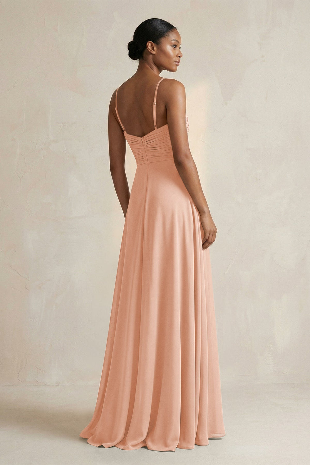 Halter Pleated Chiffon A - Line Bridesmaid Dress in English Rose - KissProm Bridesmaid Dresses