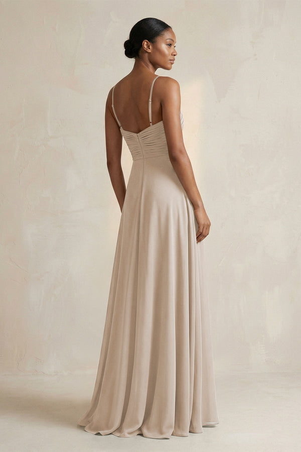 Halter Pleated Chiffon A - Line Bridesmaid Dress in Frost - KissProm Bridesmaid Dresses