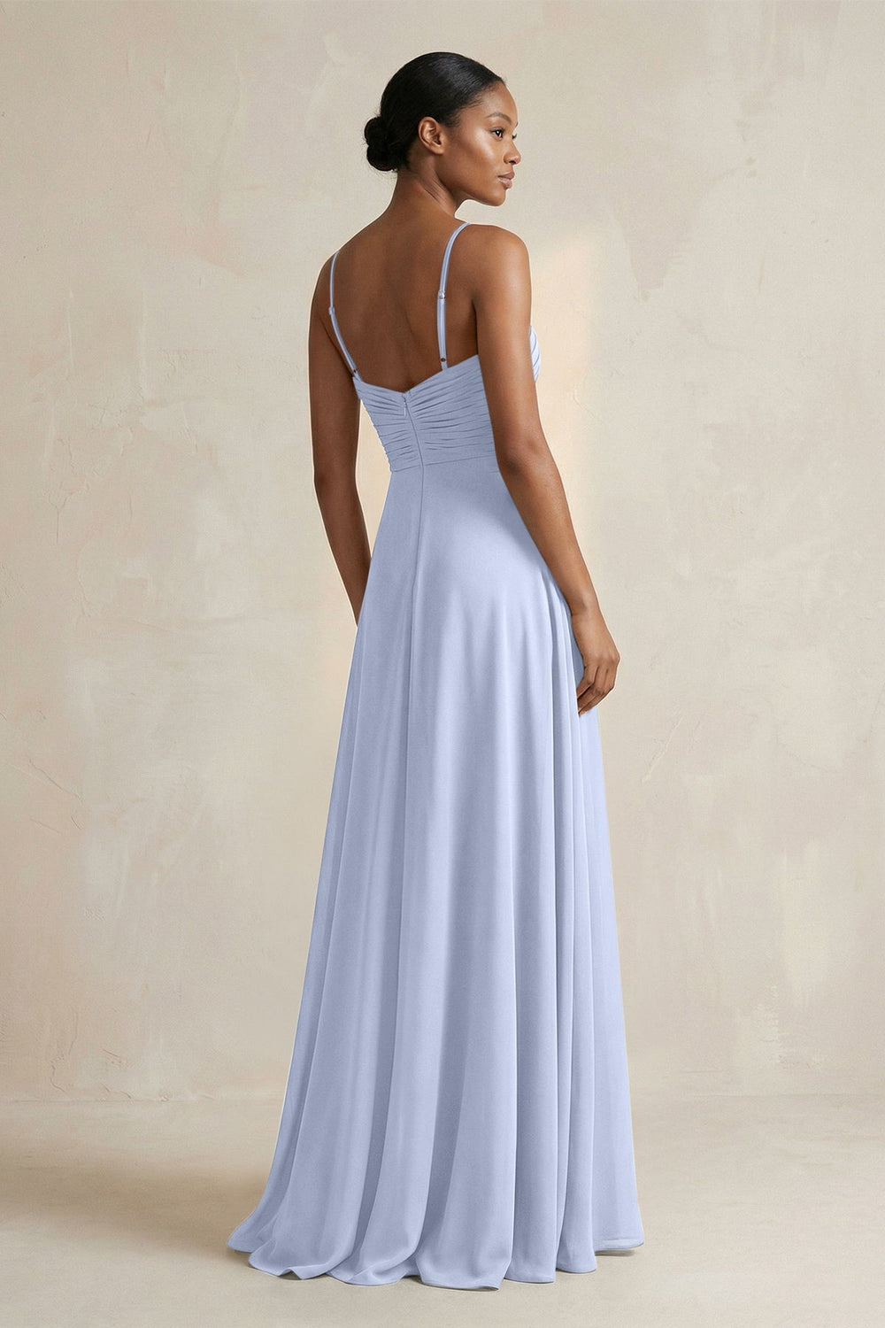 Halter Pleated Chiffon A - Line Bridesmaid Dress in Ice - KissProm Bridesmaid Dresses