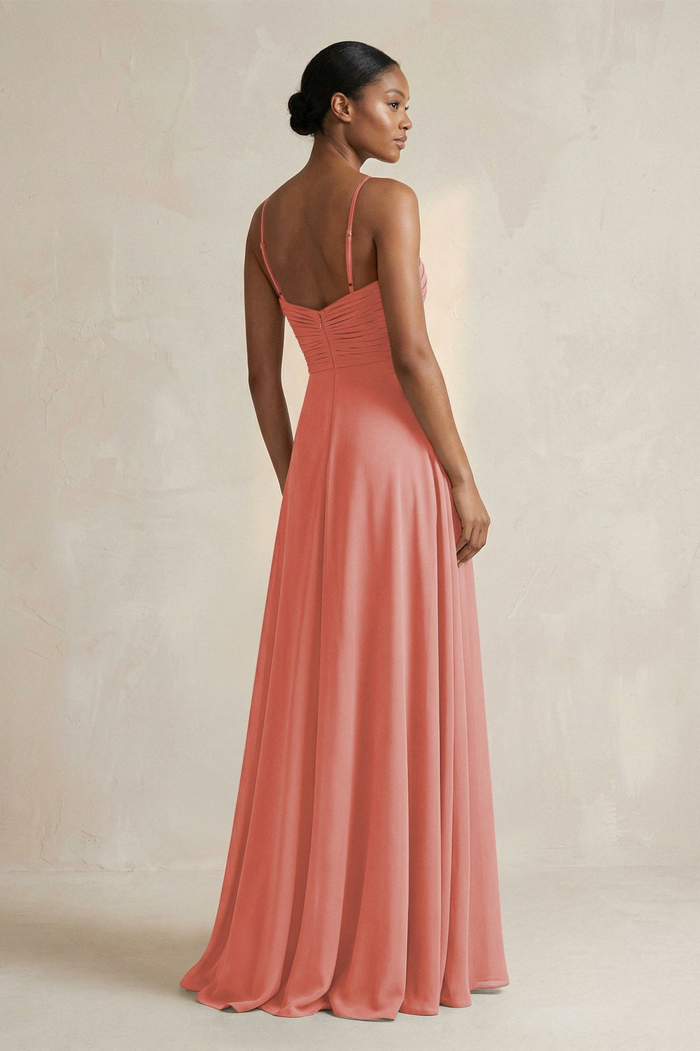 Halter Pleated Chiffon A - Line Bridesmaid Dress in Mulberry - KissProm Bridesmaid Dresses