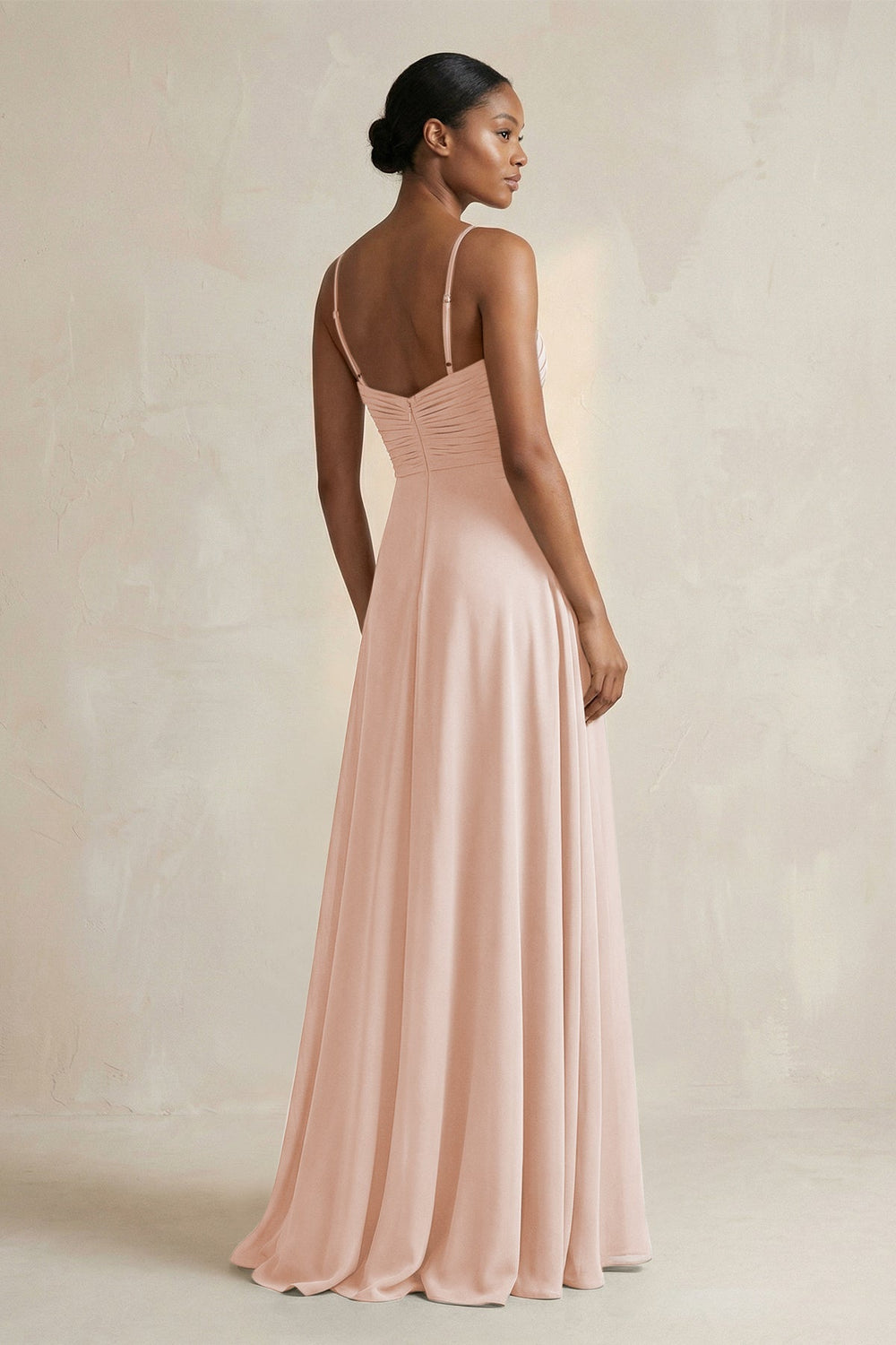 Halter Pleated Chiffon A - Line Bridesmaid Dress in Pale Blush - KissProm Bridesmaid Dresses