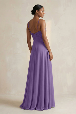 Halter Pleated Chiffon A - Line Bridesmaid Dress in Tahiti - KissProm Bridesmaid Dresses