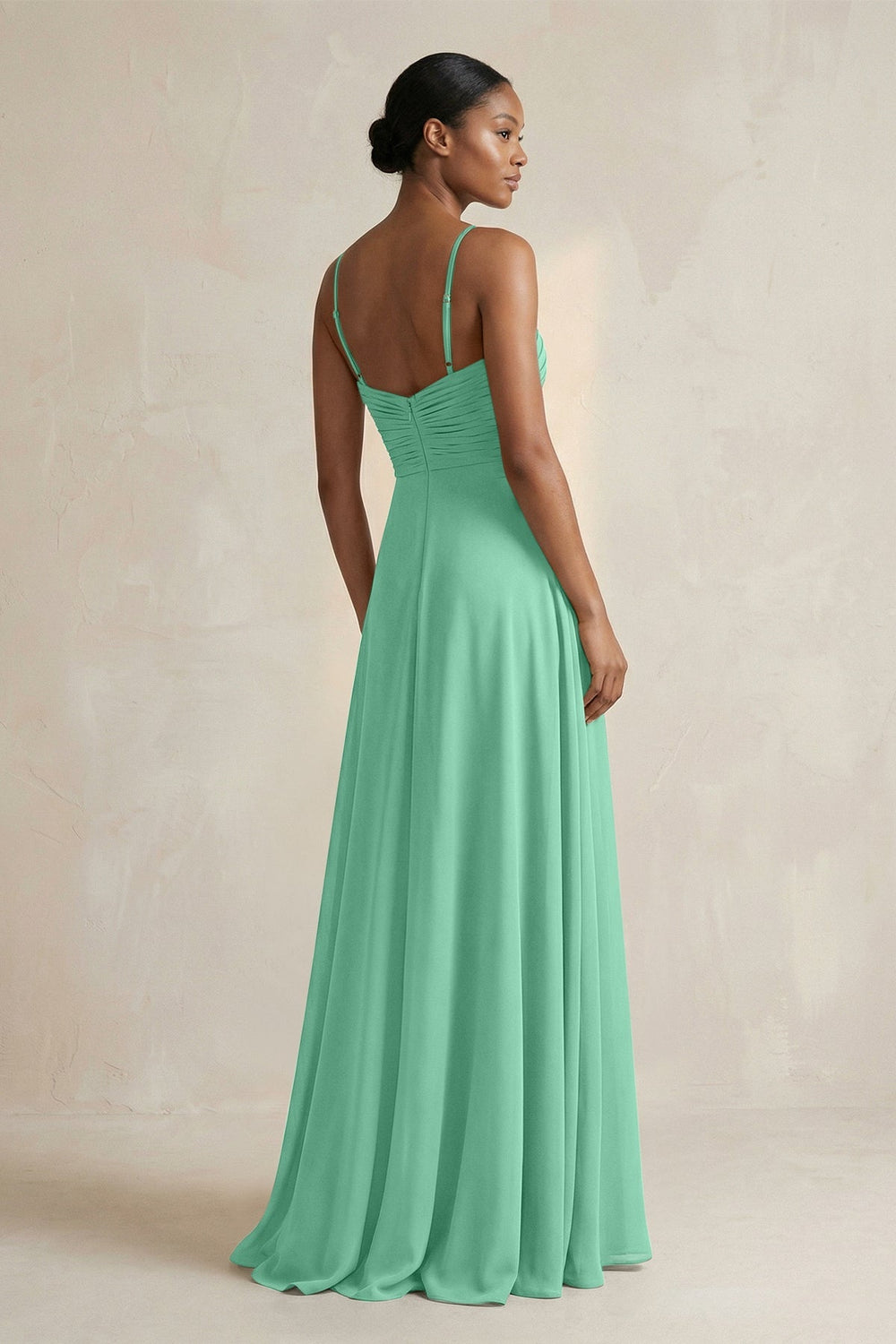 Halter Pleated Chiffon A - Line Bridesmaid Dress in Turquoise - KissProm Bridesmaid Dresses