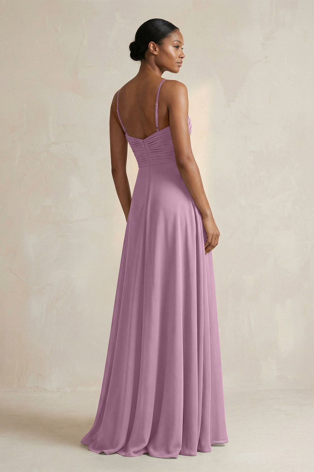 Halter Pleated Chiffon A - Line Bridesmaid Dress in Wisteria - KissProm Bridesmaid Dresses