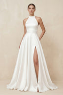 Simple Modest A-Line Halter Maxi Wedding Dress – Wedding Dresses by KissProm | Available at KissProm