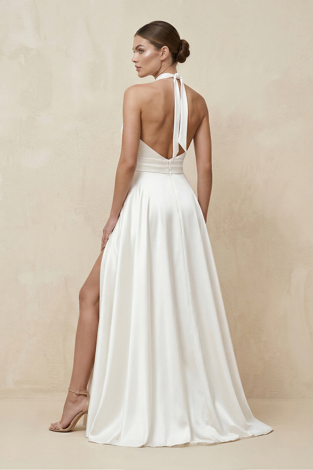 Simple Modest A-Line Halter Maxi Wedding Dress – Wedding Dresses by KissProm | Available at KissProm