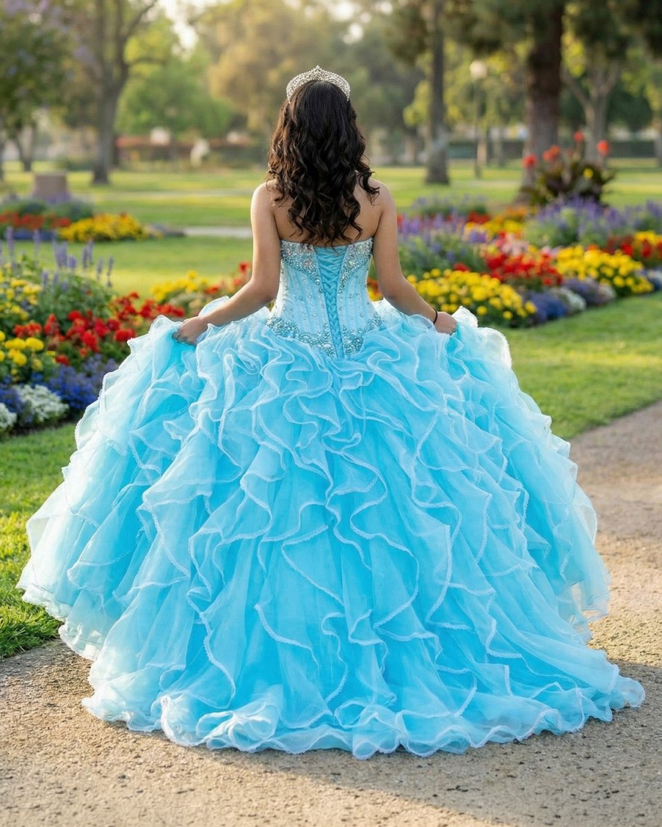 Halter Tulle Ball Gown Quinceanera Dresses With Rhinestones - KissProm