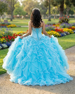 Halter Tulle Ball Gown Quinceanera Dresses With Rhinestones - KissProm