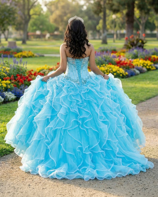 Halter Tulle Ball Gown Quinceanera Dresses With Rhinestones - KissProm